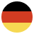 Icon of Germany’s flag with black, red, and yellow stripes inside a white-bordered circle